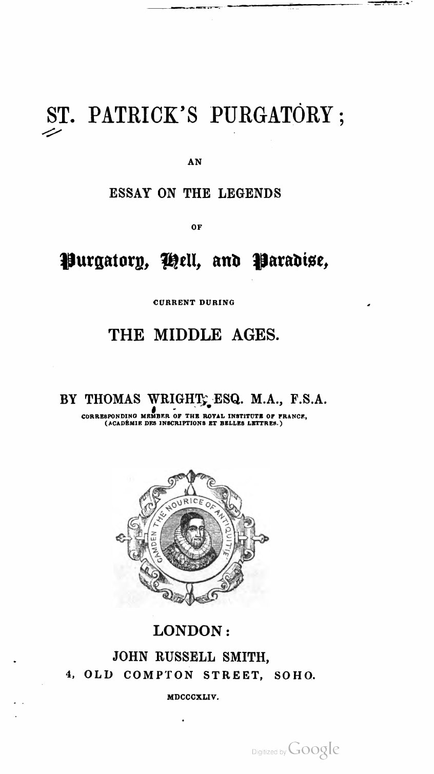 A Victorian title page mixing roman, small-capital and blackletter type. The title sits above a subtitle set in blackletter, below which an engraved oval device shows a bearded portrait framed by a ribbon. The publisher's address in Soho and the date in roman numerals close the page.