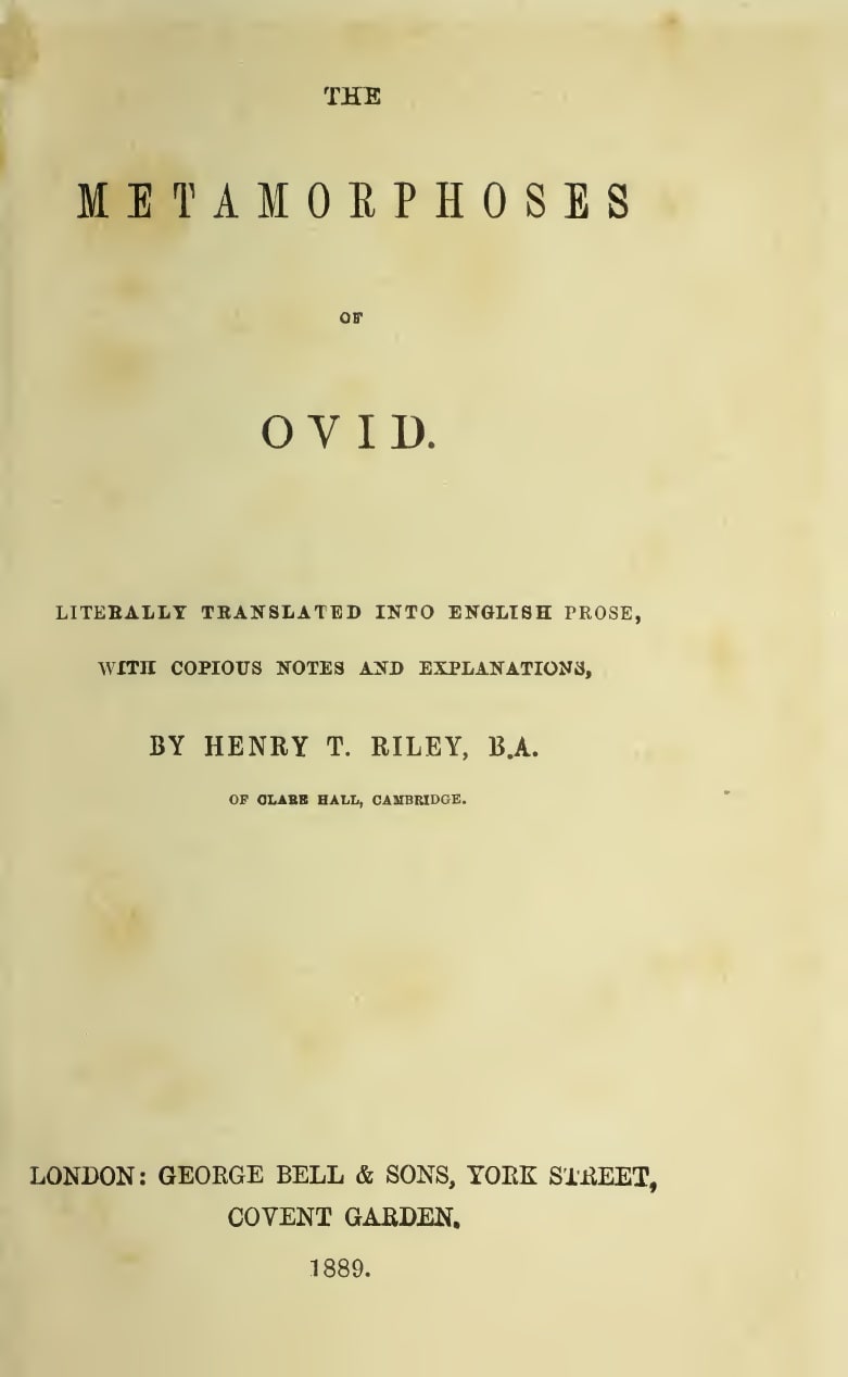 A title page in mixed roman and italic type: the title in large spaced capitals, a line describing the work as literally translated into English prose with copious notes and explanations, the translator's name and college, and a London imprint with the date.