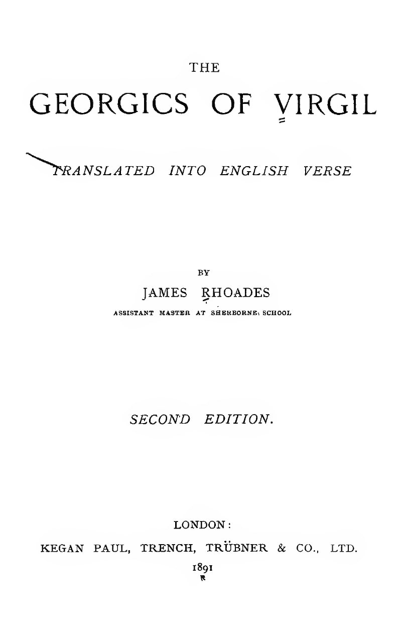 A plain letterpress title page: the title in large spaced capitals, the words translated into English verse beneath it, the translator's name and school, the words second edition, and a London imprint with the date.